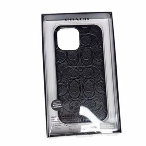 Coach Black Leather iPhone 13 Pro Max MagSafe charging Case